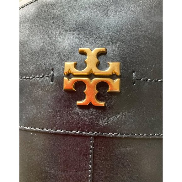 Tory Burch Everly Black Logo Knee High Leather Riding Boots size 7M - Picture 8 of 16